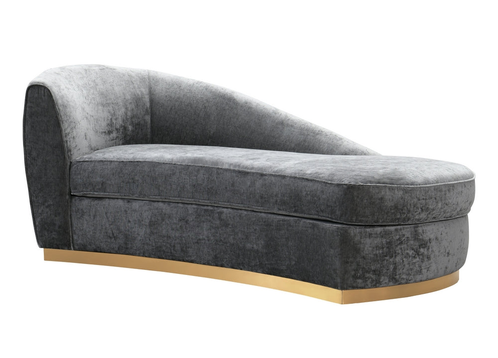 Adele Contemporary Slub Grey Velvet Chaise