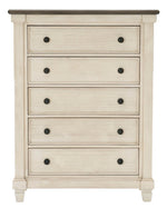 Weaver Antique White Wood 5-Drawer Chest