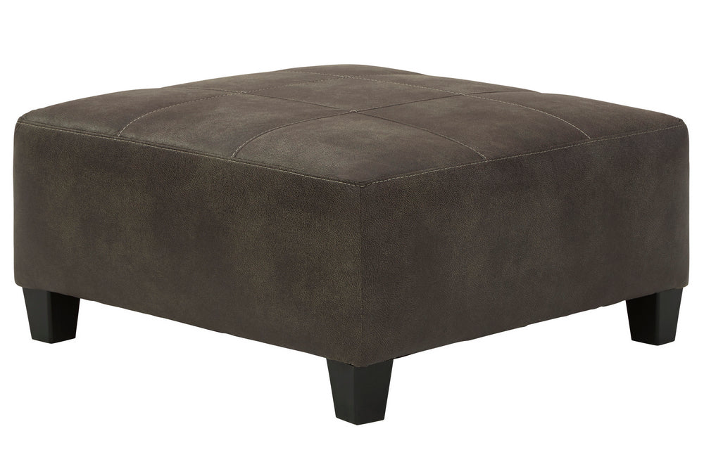 Navi Smoke Faux Leather Oversized Accent Ottoman