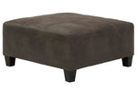 Navi Smoke Faux Leather Oversized Accent Ottoman