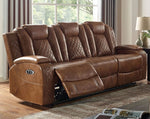 Alexia Brown Leatherette Power Recliner Sofa