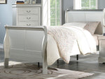 Louis Philippe III Platinum Wood Twin Sleigh Bed