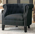 Karlock Brownish Gray Fabric Accent Chair w/Nailheads