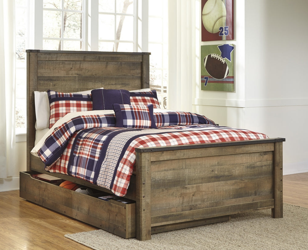 Trinell Brown Wood Full Storage Bed