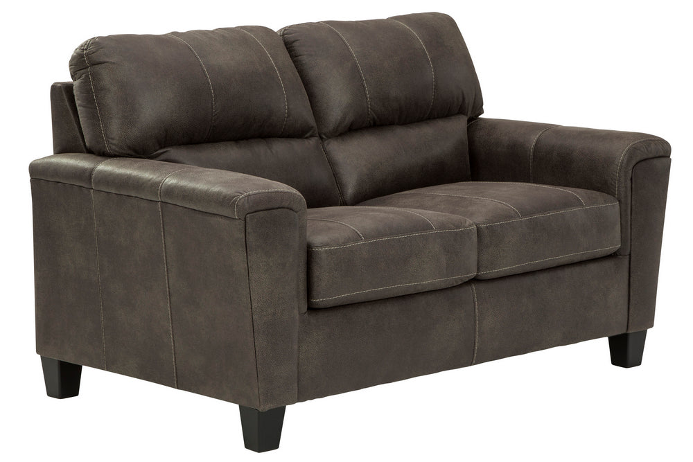 Navi Smoke Faux Leather Loveseat