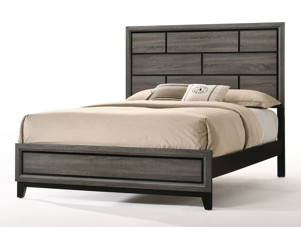 Valdemar Weathered Gray Wood Queen Bed with Low Footboard