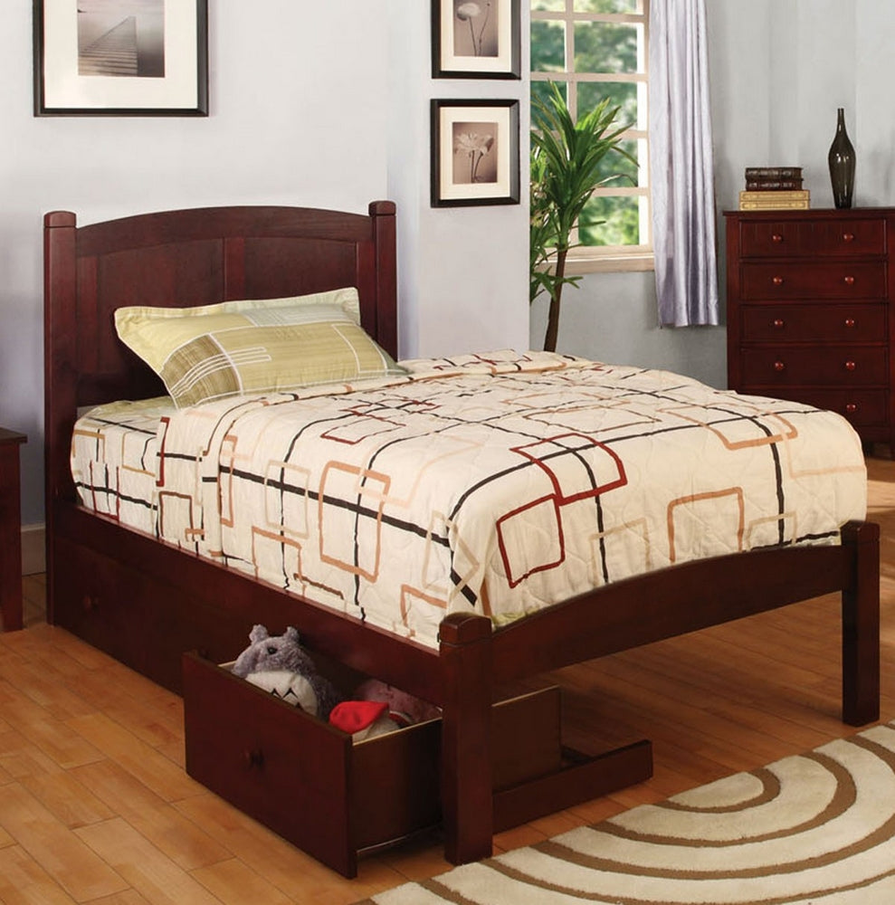 Cara Cherry Wood Twin Bed with Drawers