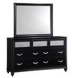 Barzini Black Wood 7-Drawer Dresser with Mirror