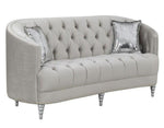 Avonlea Grey Velvet Loveseat with Accent Pillows