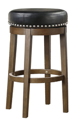 Westby 2 Black Faux Leather/Brown Wood Bar Stools