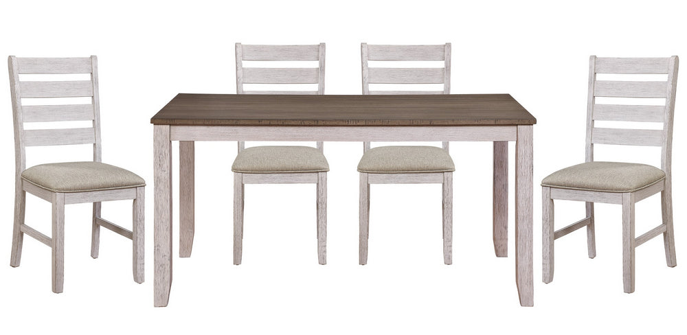 Ithaca 5-Pc Grayish White/Brown Wood Dining Table Set