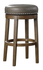 Westby 2 Gray Faux Leather/Brown Wood Bar Stools