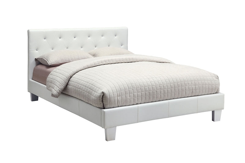 Velen White Leatherette Padded Twin Bed