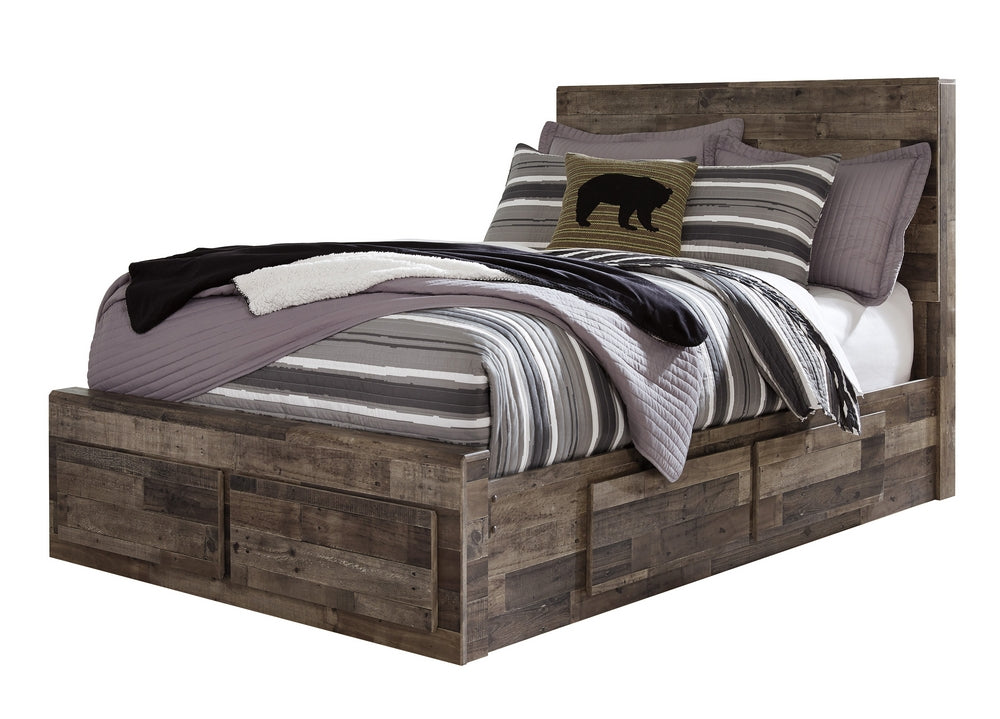 Derekson Multi Gray Wood Full Bed with Underbed Storage