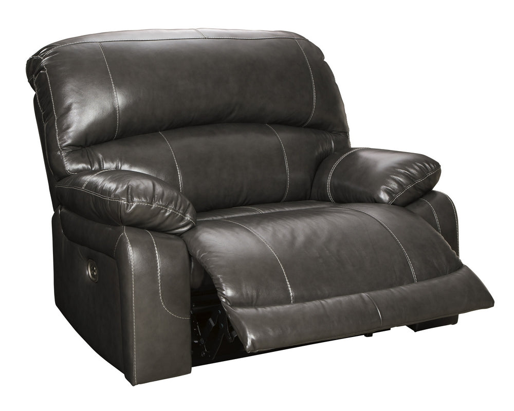 Hallstrung Gray Leather Oversized Power Recliner