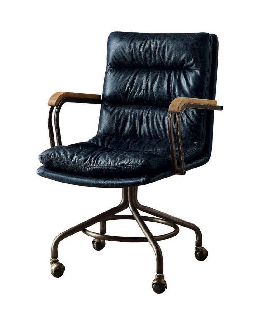 Harith Vintage Blue Top Grain Leather Executive Office Chair