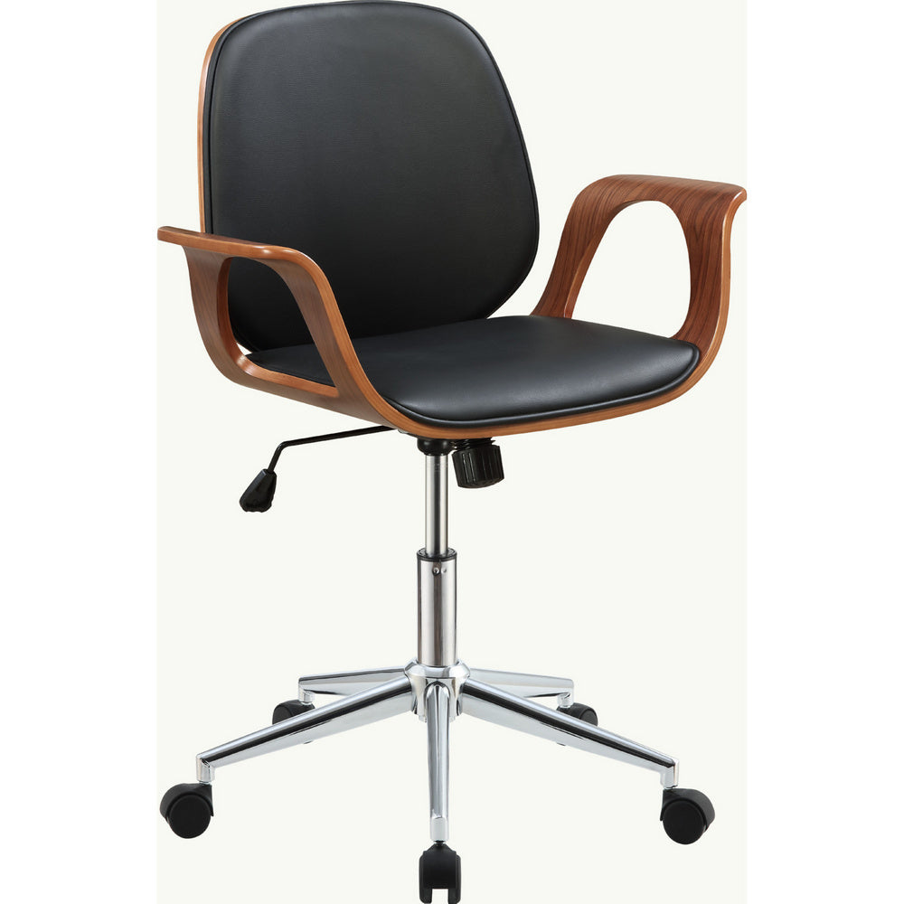 Camila Black/Walnut PU Leather Swivel Office Chair