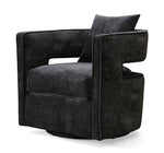 Kennedy Black Velvet Swivel Accent Chair