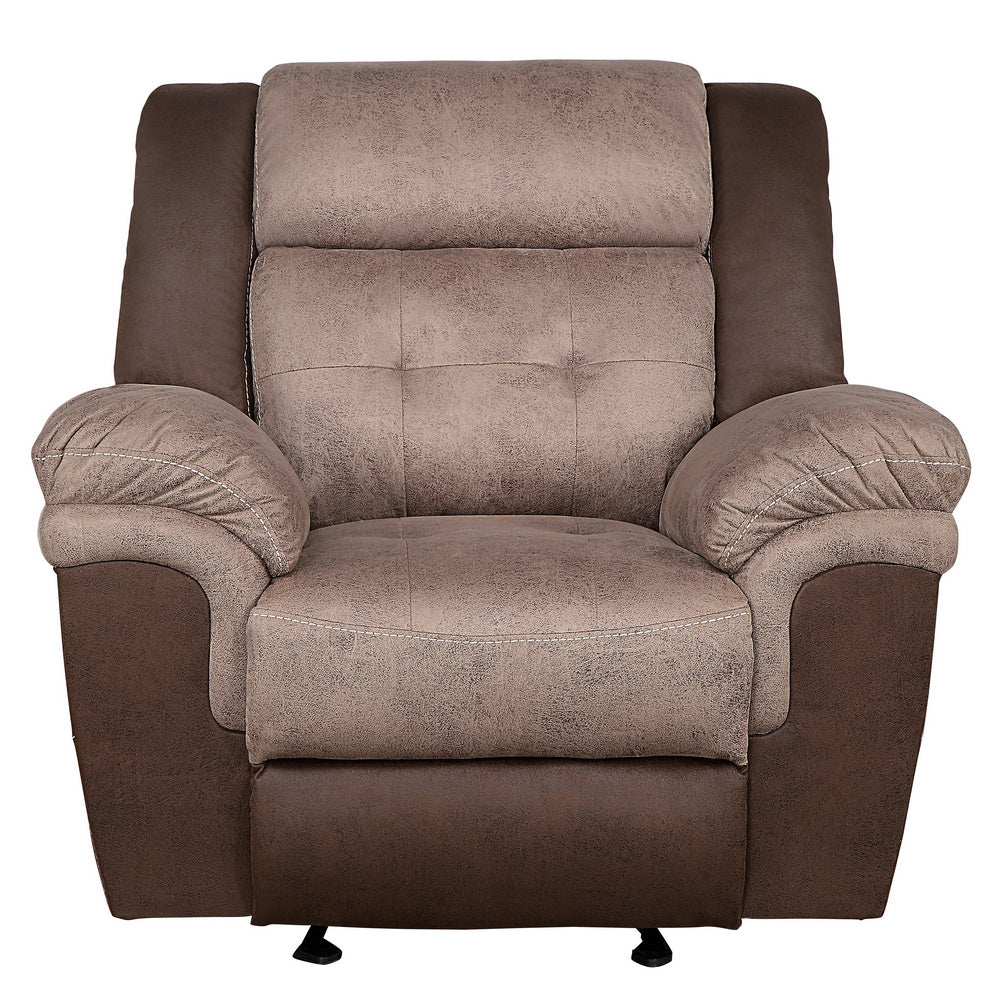 Chai 2-Tones Brown Fabric/PU Leather Manual Recliner