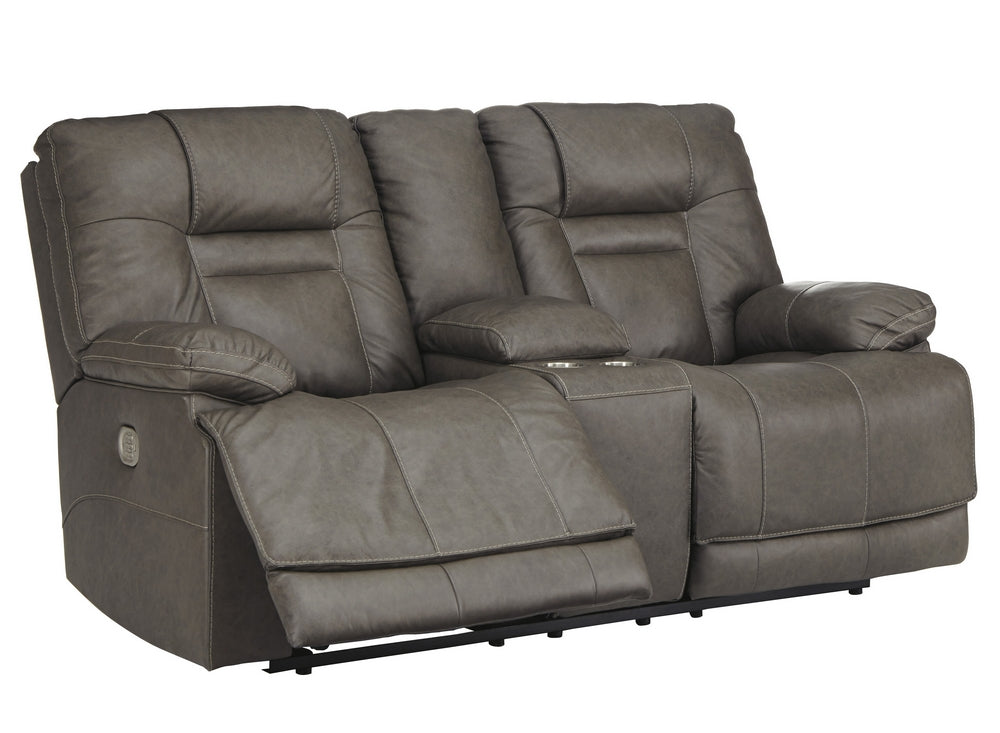 Wurstrow Smoke Leather Power Recliner Loveseat