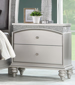 Maverick Platinum Wood Nightstand with 2 Drawers