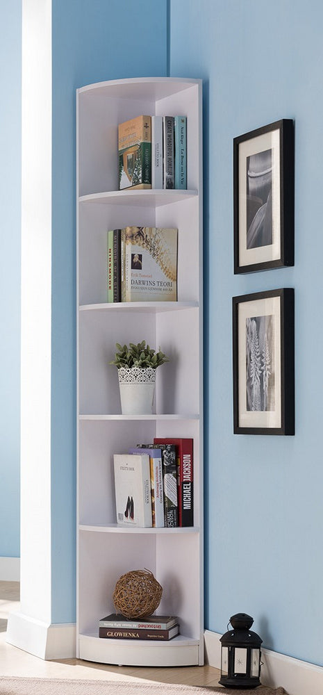 Giada White Wood Corner Bookcase