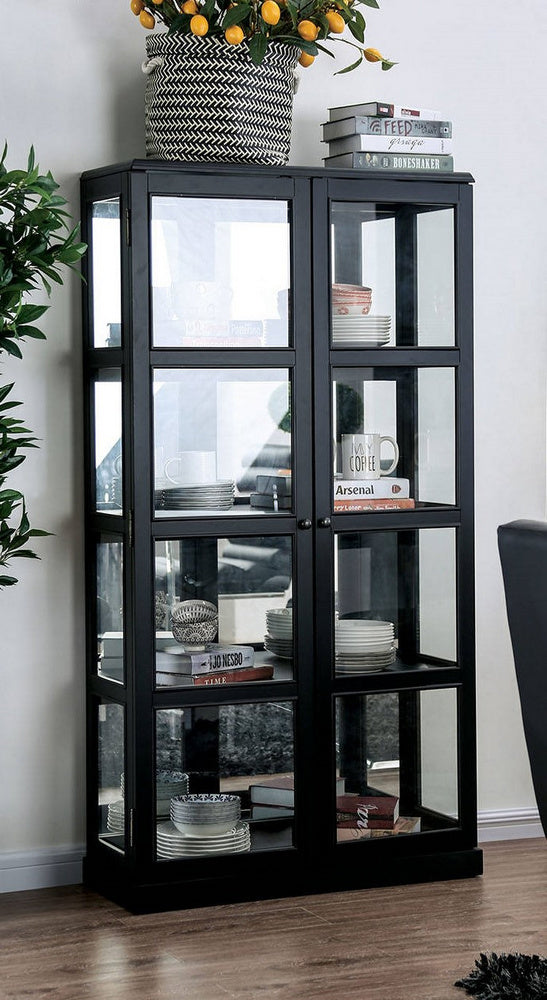 Vilas Black Wood/Glass Curio Cabinet