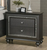 Kaitlyn Metallic Gray Wood Nightstand with 2 Drawers