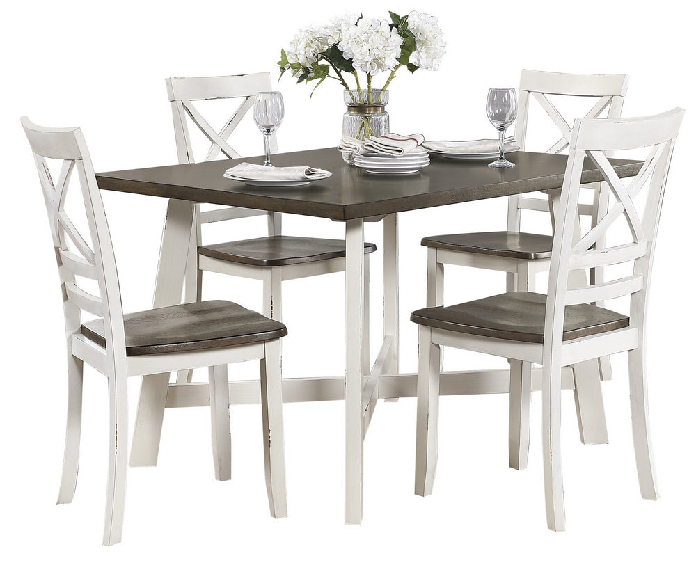 Troy 5-Pc Antique White/Cherry Wood Dinette Set