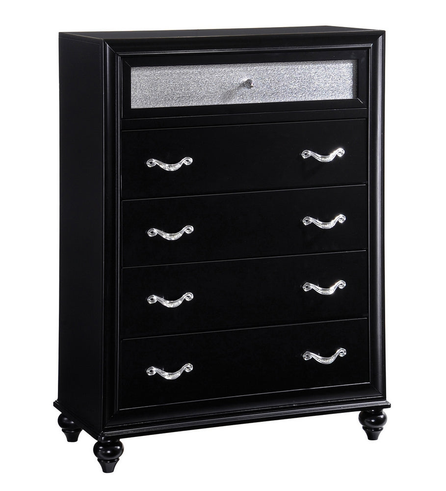 Barzini Black Wood 5-Drawer Chest