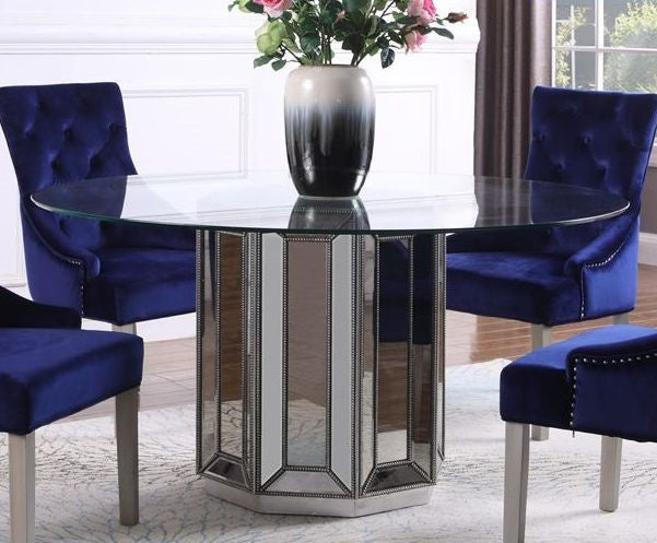 Wanda Silver Mirrored 60" Round Dining Table