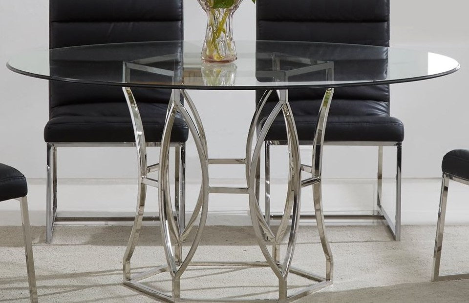 Cressida Silver Metal/Glass 60" Dining Table