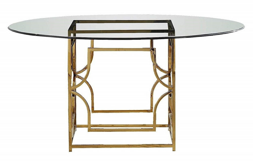 Hannah Gold Metal/Glass 60" Dining Table