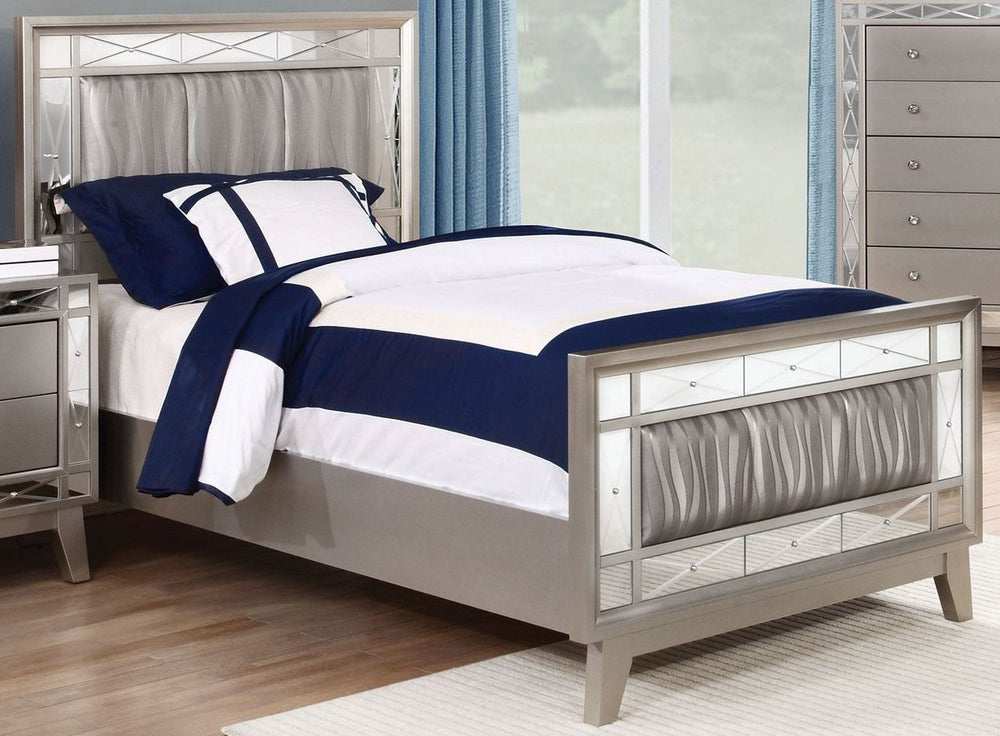 Leighton Metallic Mercury Wood Twin Panel Bed