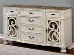 Arcadia Antique White Server w/Mirrored Doors