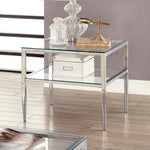 Tanika Chrome Metal/Tempered Glass End Table