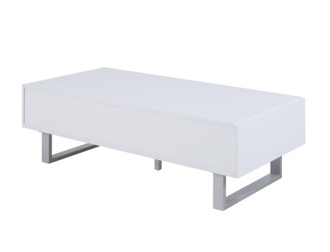 Antelmo Contemporary High Glossy White Wood Coffee Table