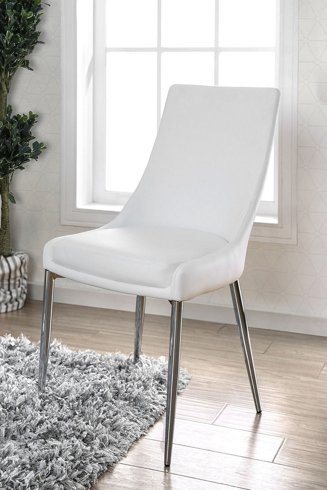 Izzy 2 White/Silver Leatherette Side Chairs