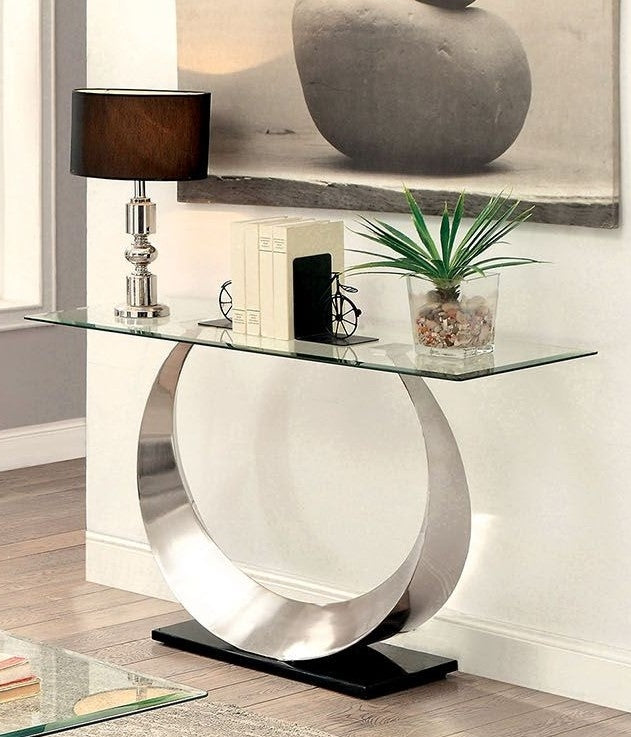 Orla II Silver Metal/Glass Sofa Table