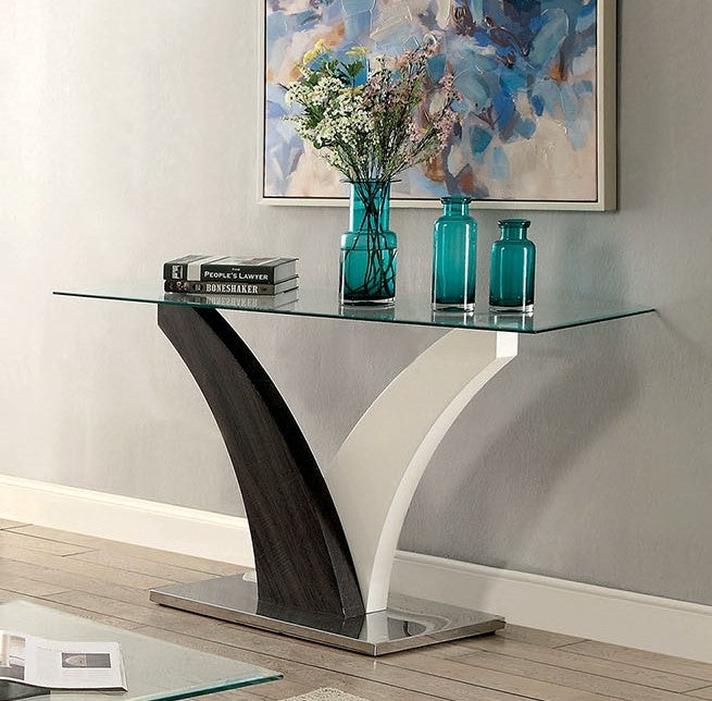 Sloane White/Dark Gray Glass Sofa Table – Aetna Stores
