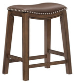 Ordway Brown PU Leather/Wood Counter Height Stool