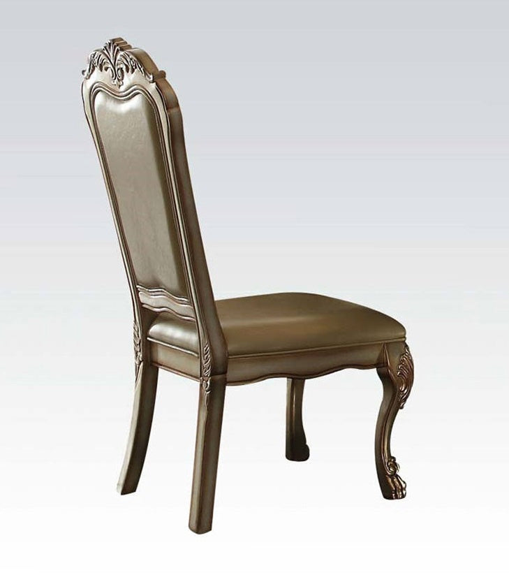 Dresden 2 Gold Patina/Bone Fabric/PU Leather Side Chairs