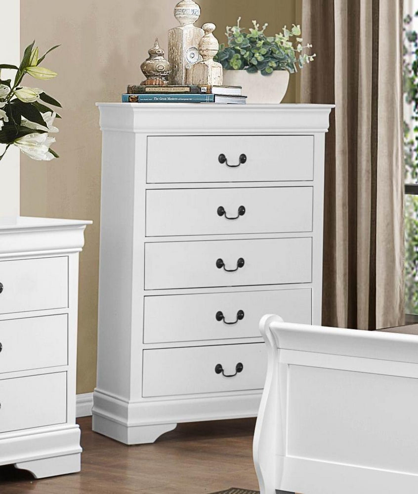 Mayville 5-Drawer White Wood Chest