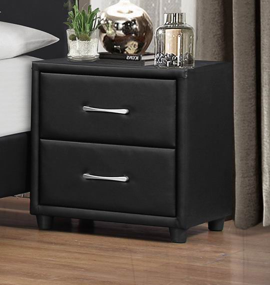 Lorenzi Black Vinyl Covered Nightstand