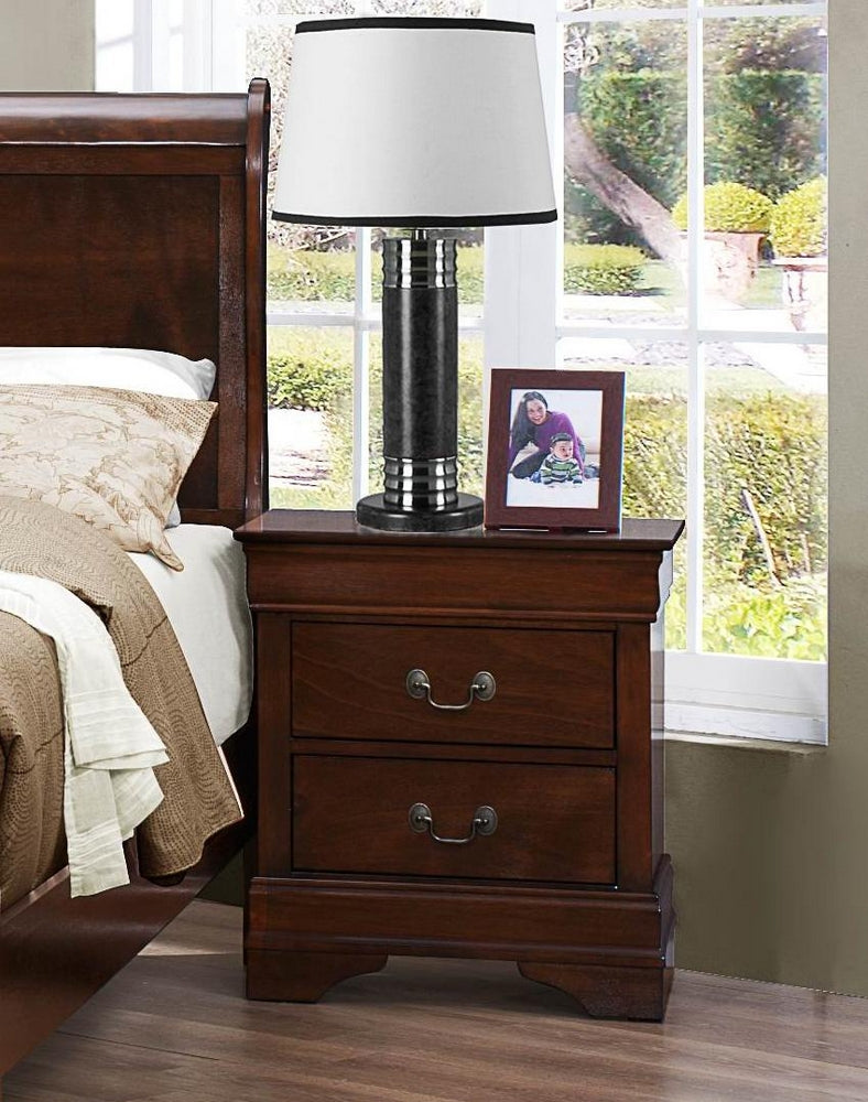 Mayville 2-Drawer Brown Cherry Wood Nightstand