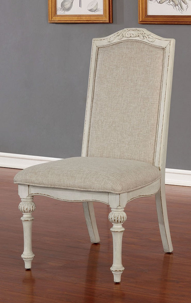 Arcadia 2 White Fabric/Wood Side Chairs