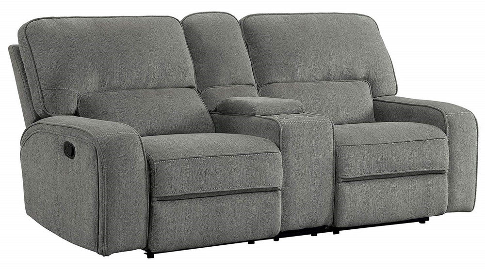 Borneo Mocha Fabric Manual Recliner Loveseat w/Console