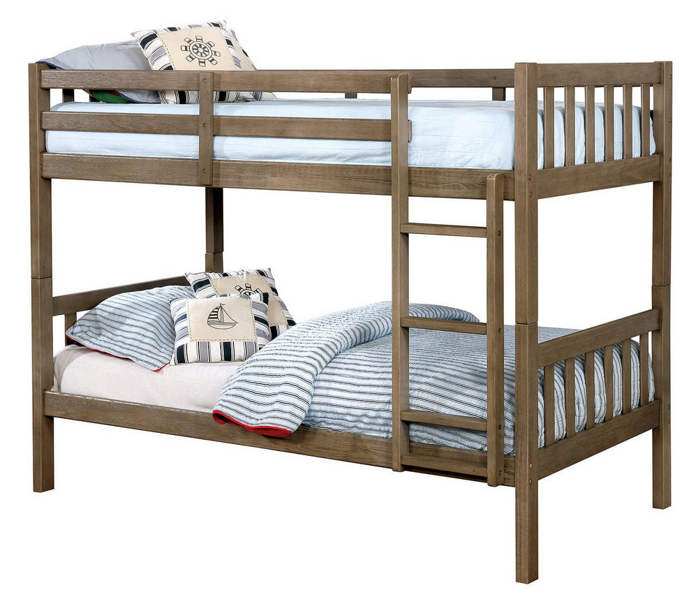 Emilie Wire-Brushed Warm Gray Twin Bunk Bed