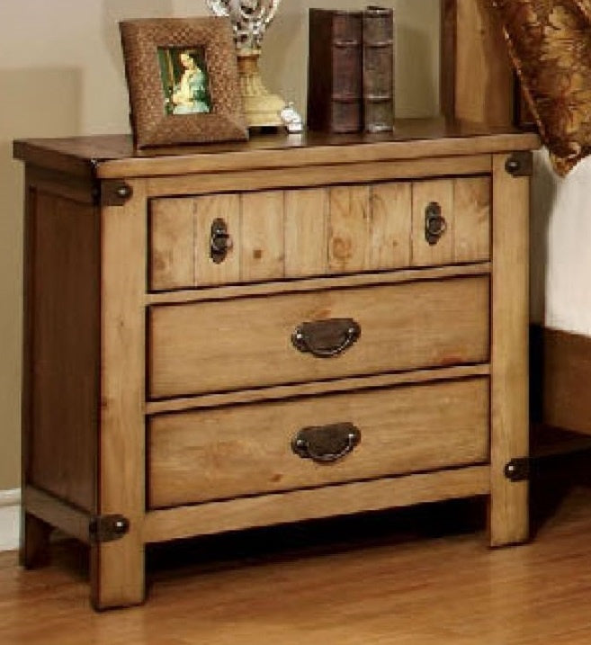 Pioneer Weathered Elm Finish Wood Nightstand