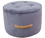 Luna Grey Velvet Ottoman with Button Tufted Top